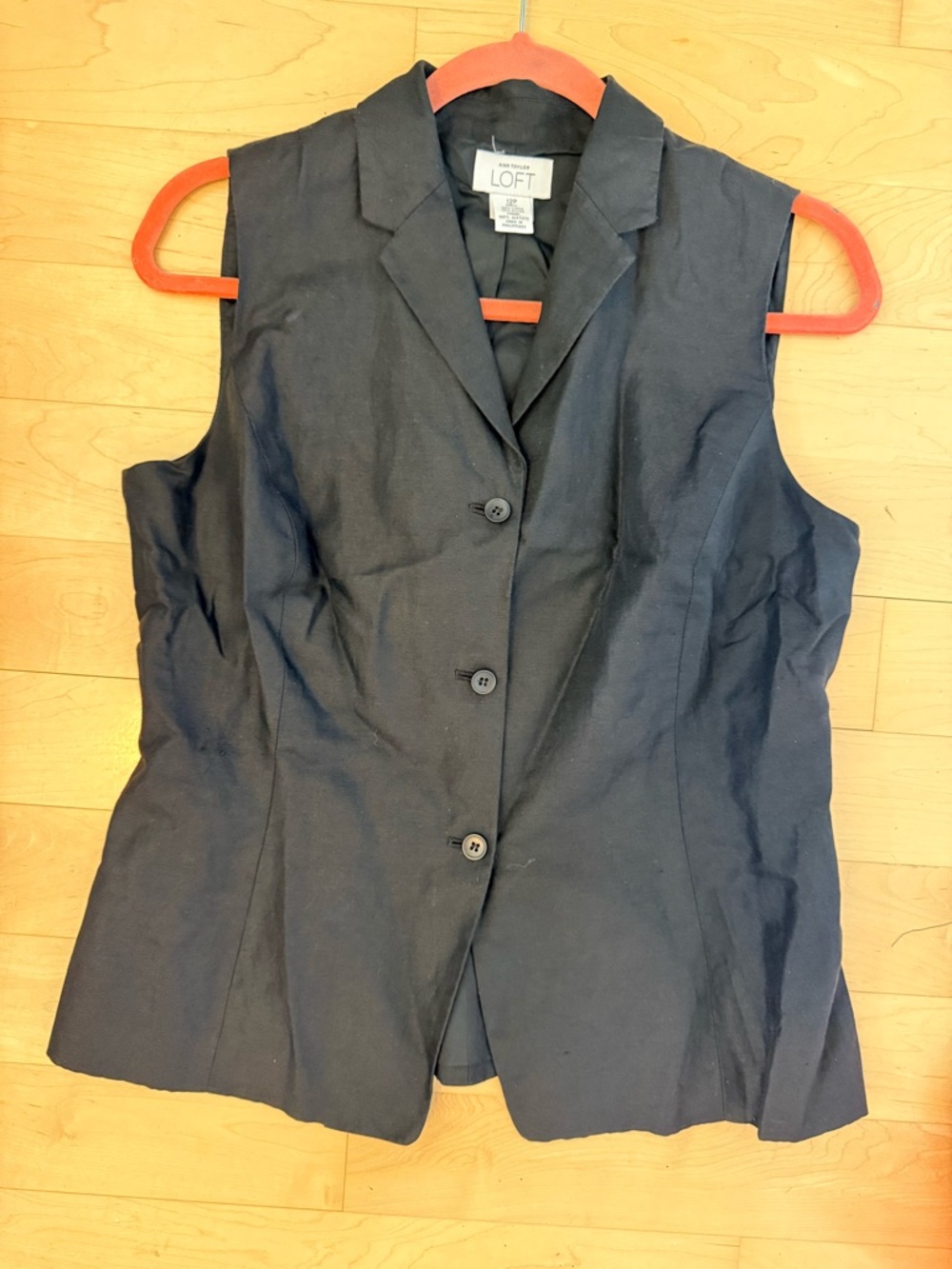 Ann Taylor LOFT Black Linen Sleeveless LiBlazer Vest